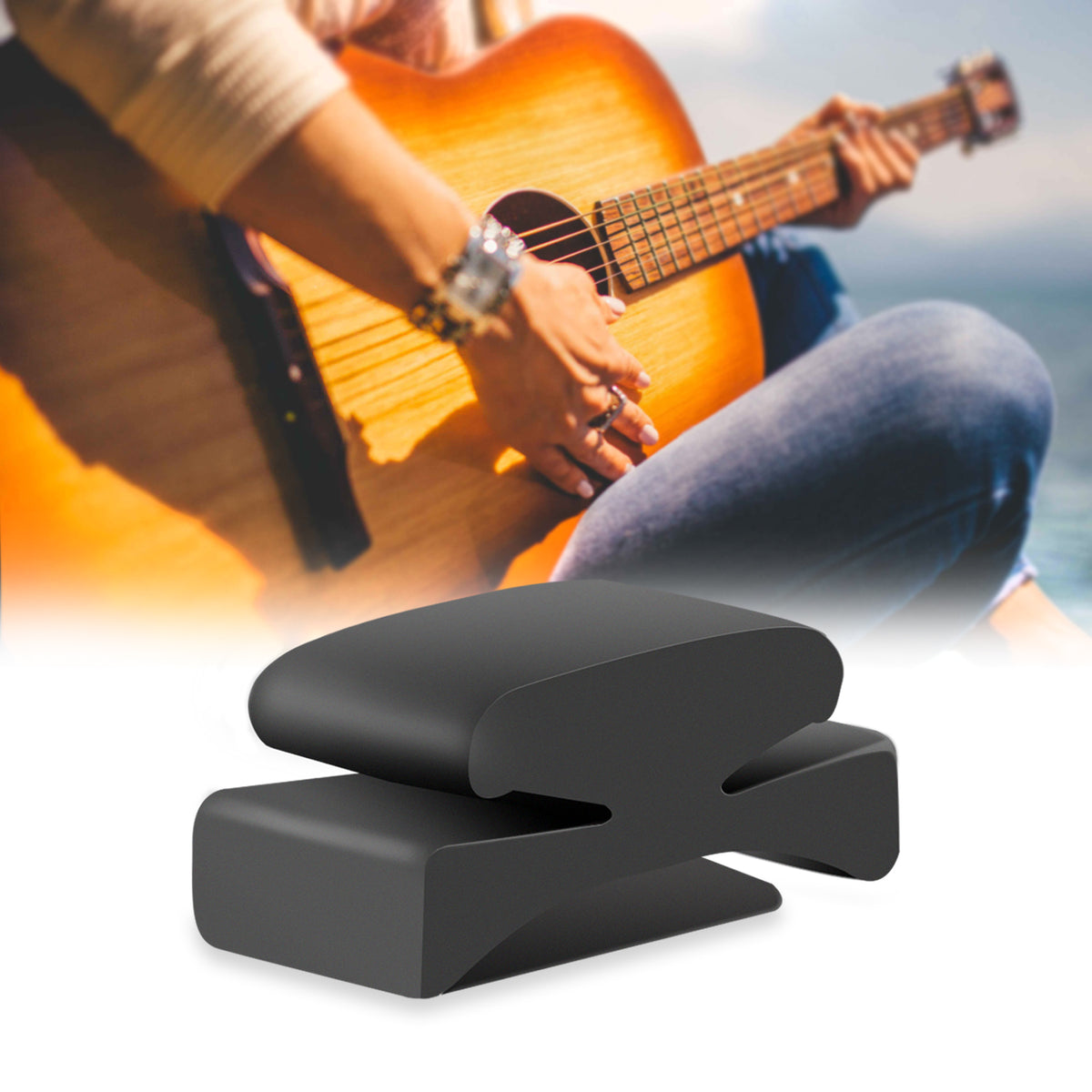 Linkidea 6-Pack Rubber Guitar Headstock Pick Holder, Pickholder for Guitar, Bass, Ukulele Thick Picks (Black)