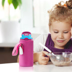 Linkidea Water Bottle Sleeve Compatible with Contigo Aubrey Tritan 14oz, Steel 13oz Kids Bottle, Waterbottle Holder Bag with Name Tag, Rose Red