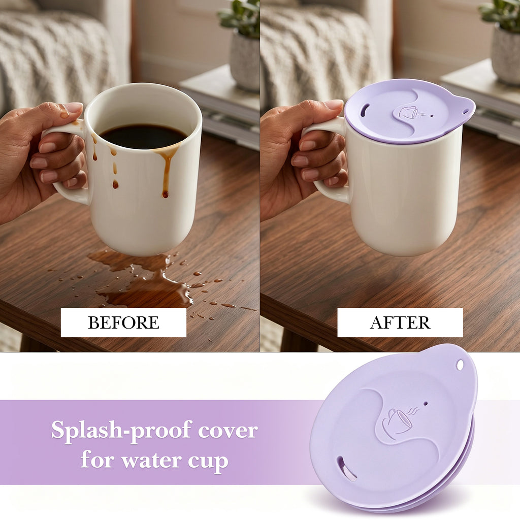 Linkidea 2 Pack Silicone Coffee Mug Lid for 3"(76mm) to 3.4"(86mm) Inside Diameter Mugs, Splash Resistant Replacement Mug Lid for Home, Office, Travel, Dishwasher-Safe (Purple)