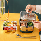 Linkidea Leak Proof Stainless Steel Lunch Box with Utensils, Large Capacity Lunch Box Containers with Insulation Bag, Food Containers with Lids for Lunch (Silver)