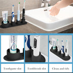 Linkidea Electric Toothbrush Holder, Silicone Tooth Brush Stand, Countertop 4 Slots Electric Toothbrush Holder Organizer Compatible with Oral-B DB4010, Pro 100 CrossAction, Spinbrush Pro (Black)