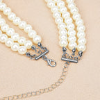 Plus Size Chain Belt for Women, 3 Layers White Pearl Waist Chains, Extra Large Body Chain, 33.4-59 Inch Adjustable Chunky Belt Chain