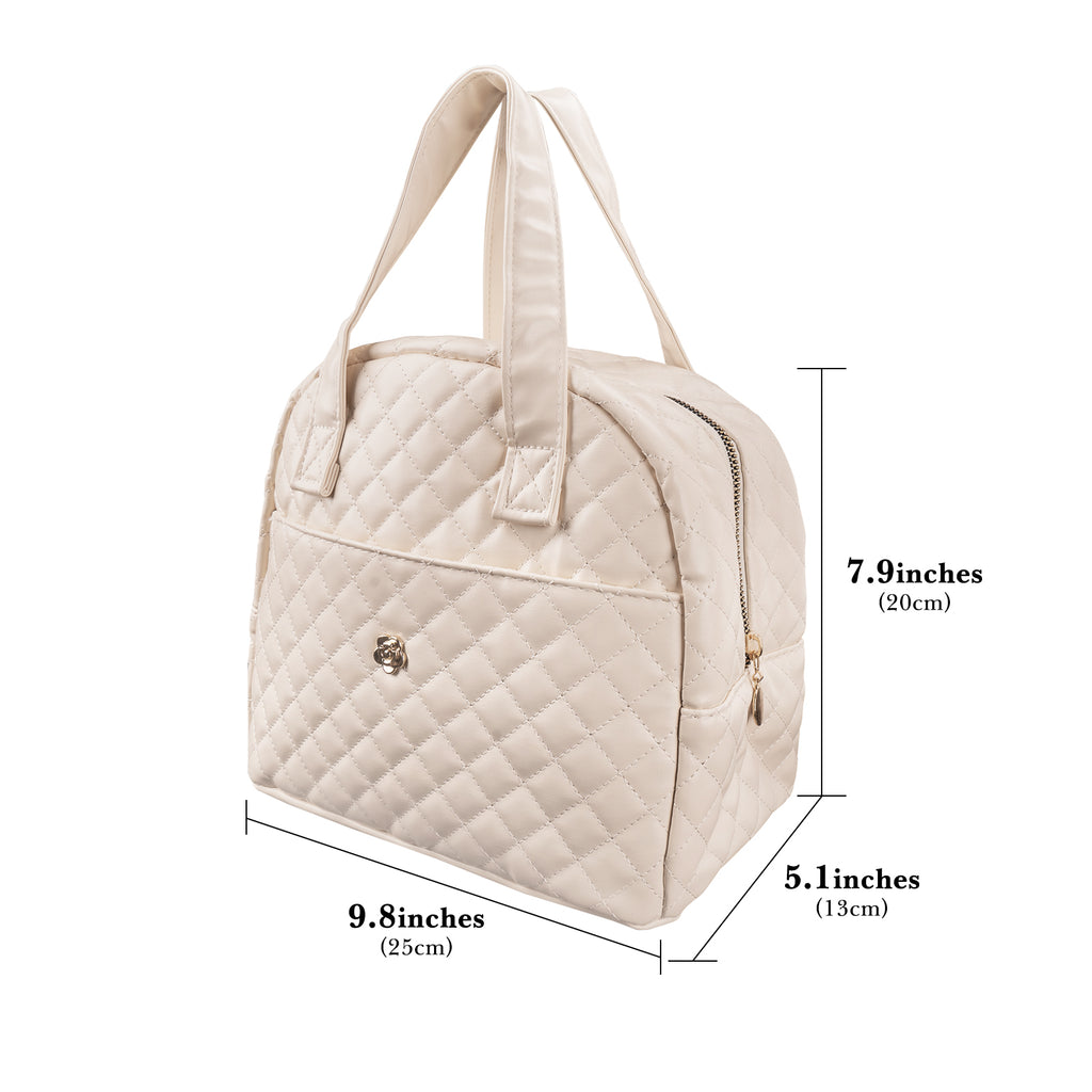 Linkidea Lunch Bag for Women, Fashion Lunch Tote Bag with Zipper, Insulated Lunch Bag Fits Work or Travel, Compatible with Bentgo Classic, Amathley, LOVINA Lunch Boxes (White)