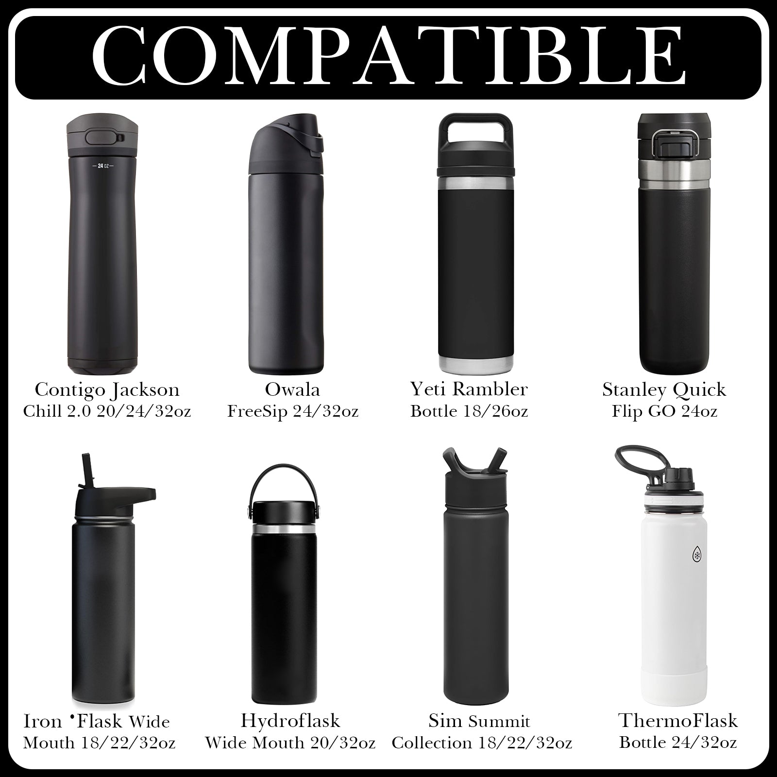 Linkidea Water Bottle Carrier with Strap Compatible with Owala FreeSip 24oz/32oz, IRON FLASK Wide Mouth 32oz, Bottle Shoulder Strap Bag Holder with Phone Pocket (Black)