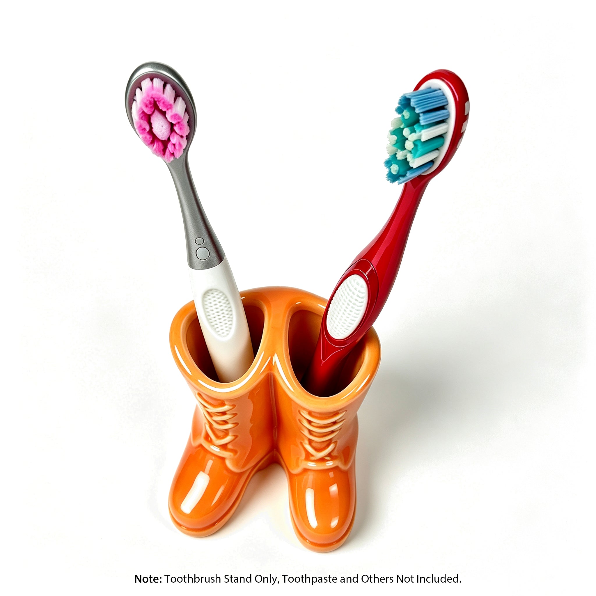 Linkidea Countertop Toothbrush Holder for Bathroom, Ceramic Single Slot Vanity Stand, Compatible with Oral-B CrossAction, Colgate Renewal Manual Toothbrush (Orange)
