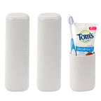 Linkidea 2 Pack Travel Toothbrush Toothpaste Storage Case, Portable Gargle Toothbrush Containers, Travel Toothbrush Holder for Camping, School, Business, Trip, Bathroom (Light Grey)