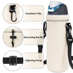 Linkidea Water Bottle Carrier with Shoulder Strap Compatible with Owala FreeSip Bottle 32oz/40oz, Neoprene Waterbottle Sling Bag Holder, Off White