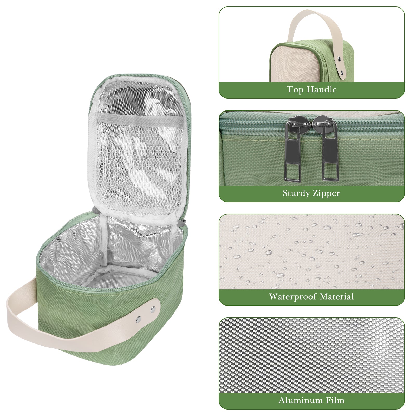 Linkidea Insulated Food Jar Bag, Thermal Snack Bag, Lunch Cooler Bags for Food Jar, Suitable for Office Work, Outdoor Picnics, Compatible with THERMOS 24 oz (Green)