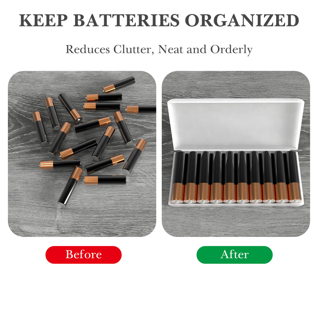 Linkidea 4 Pack Waterproof AAA Battery Organizer Cases, Compact Portable Storage Box Holds 10 Batteries Each for Home, Travel (Clear)