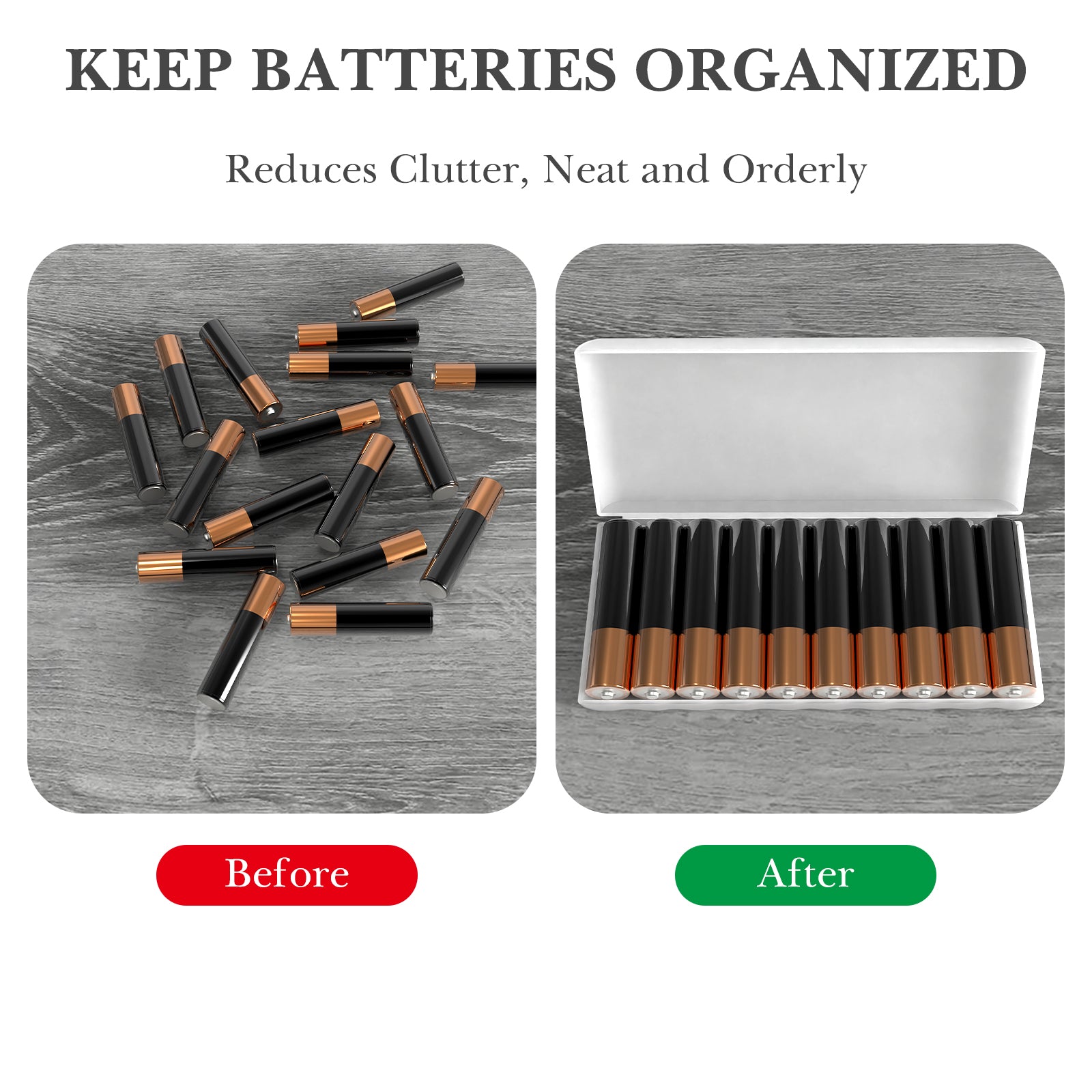 Linkidea 4 Pack Waterproof AAA Battery Organizer Cases, Compact Portable Storage Box Holds 10 Batteries Each for Home, Travel (Clear)