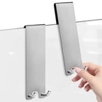 Linkidea 2 Pack Shower Over Door Hook, 7" Stainless Steel Extend Hook for Shower, Bathroom Hanger with Non-Slip Sponge Pad for Frameless Glass Doors (Silver)