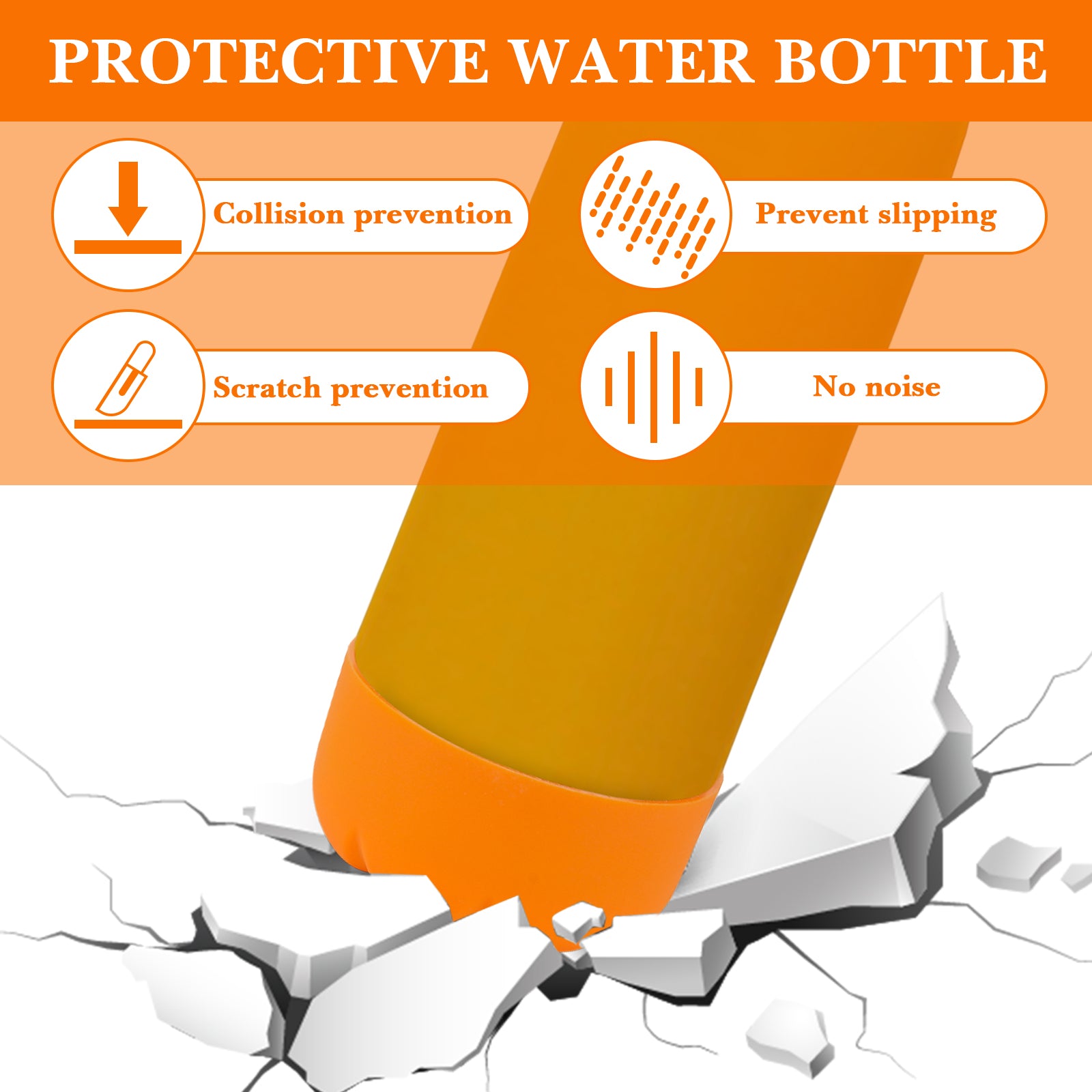 Linkidea 2 Pack Water Bottle Boot Compatible with 17oz ORIGINAL, BJPKPK, MIRA Cascade Cola Shaped Bottles, Silicone Bottle Bottom Sleeve Bumper Protector (Orange)