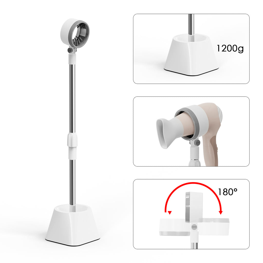 Linkidea Hair Dryer Styling Stand Hands-Free, Adjustable Height Lazy Blow Dryer Holder, 180 Degrees Rotating Hair Dryer Rack with Heavy Base for Home Salon