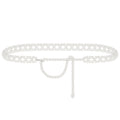 Plus Size Chain Belt for Women, White Pearl Fashion Belly Waist Chains, Stretchable Extra Long Body Chain