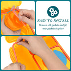 Linkidea 4 Pcs Silicone Seal Replacement, Exact Fit Lid Seal Gasket Compatible with OmieBox, Leakproof Food Safe Parts & Accessories for Bento Box (Orange)
