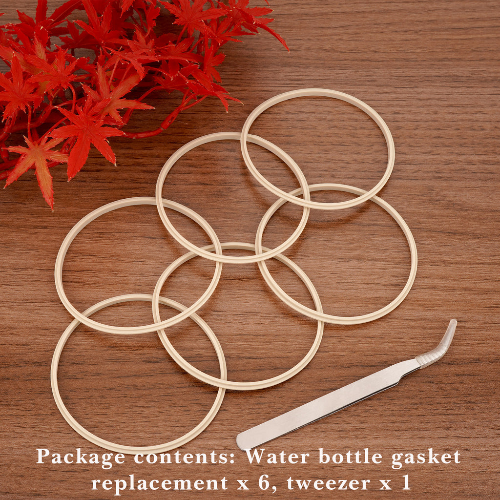 Linkidea 6 Pack Water Bottle Gasket Replacement Compatible with Simple Modern Trek 40oz Tumbler, Silicone O Ring Leak Proof Rubber Seal with Tweezer for Bottle Lid, Apricot