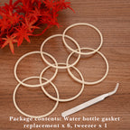Linkidea 6 Pack Water Bottle Gasket Replacement Compatible with Simple Modern Trek 40oz Tumbler, Silicone O Ring Leak Proof Rubber Seal with Tweezer for Bottle Lid, Apricot