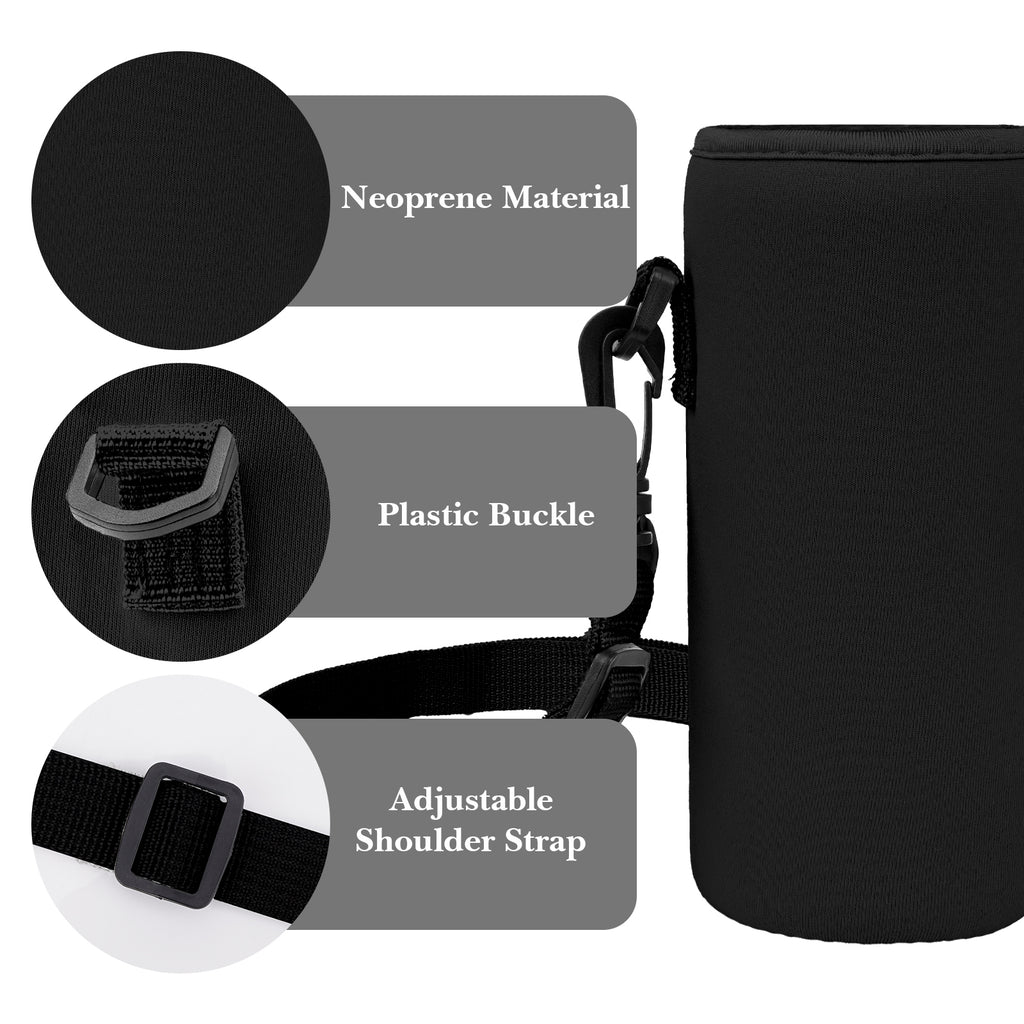 Linkidea Water Bottle Carrier with Strap Compatible with Simple Modern Summit Collection 22oz, Hydro Flask Wide Mouth, Waterbottle Sling Bag Holder with Shoulder Strap (Black)
