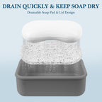 Linkidea Silicone Travel Soap Storage Box, Compact Bar Soap Holder with Drainage Layer, Shatterproof Better Storage Soap Holder, Suitable for Bathroom, Gym (Grey)