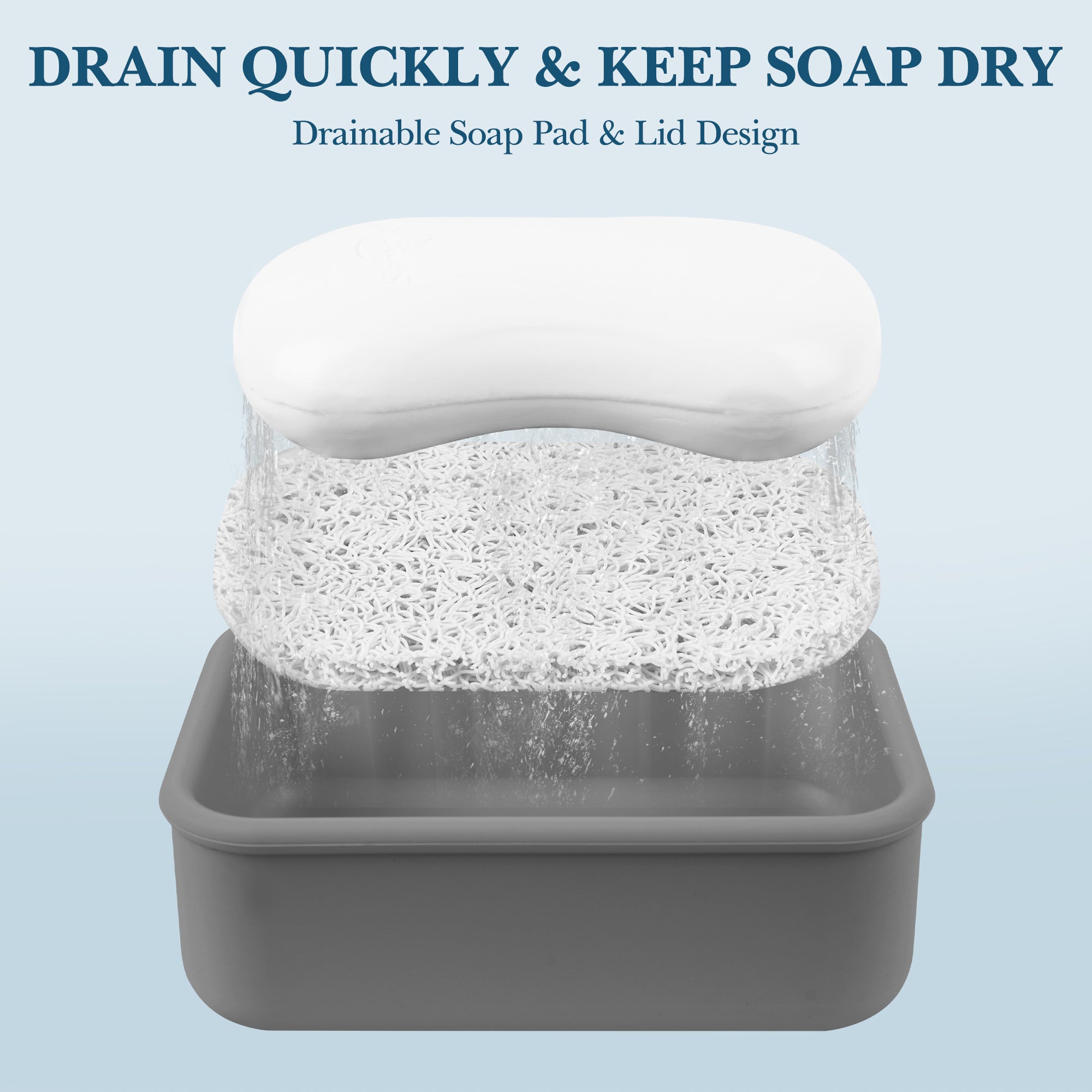 Linkidea Silicone Travel Soap Storage Box, Compact Bar Soap Holder with Drainage Layer, Shatterproof Better Storage Soap Holder, Suitable for Bathroom, Gym (Grey)