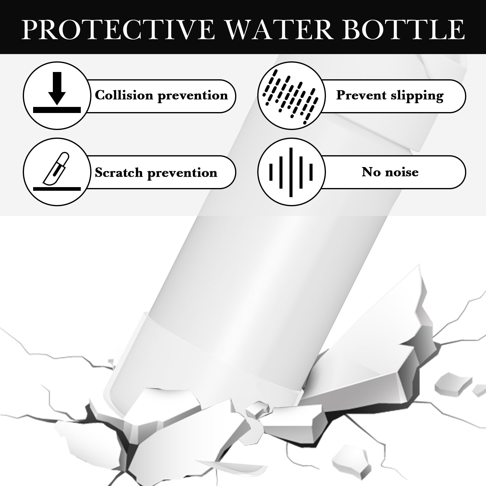 Linkidea 2 Pack Water Bottle Boot Compatible with Owala FreeSip 16oz, FreeSip Tritan 25oz, Silicone Anti-Slip Bottle Bottom Bumper Protector (Clear White)