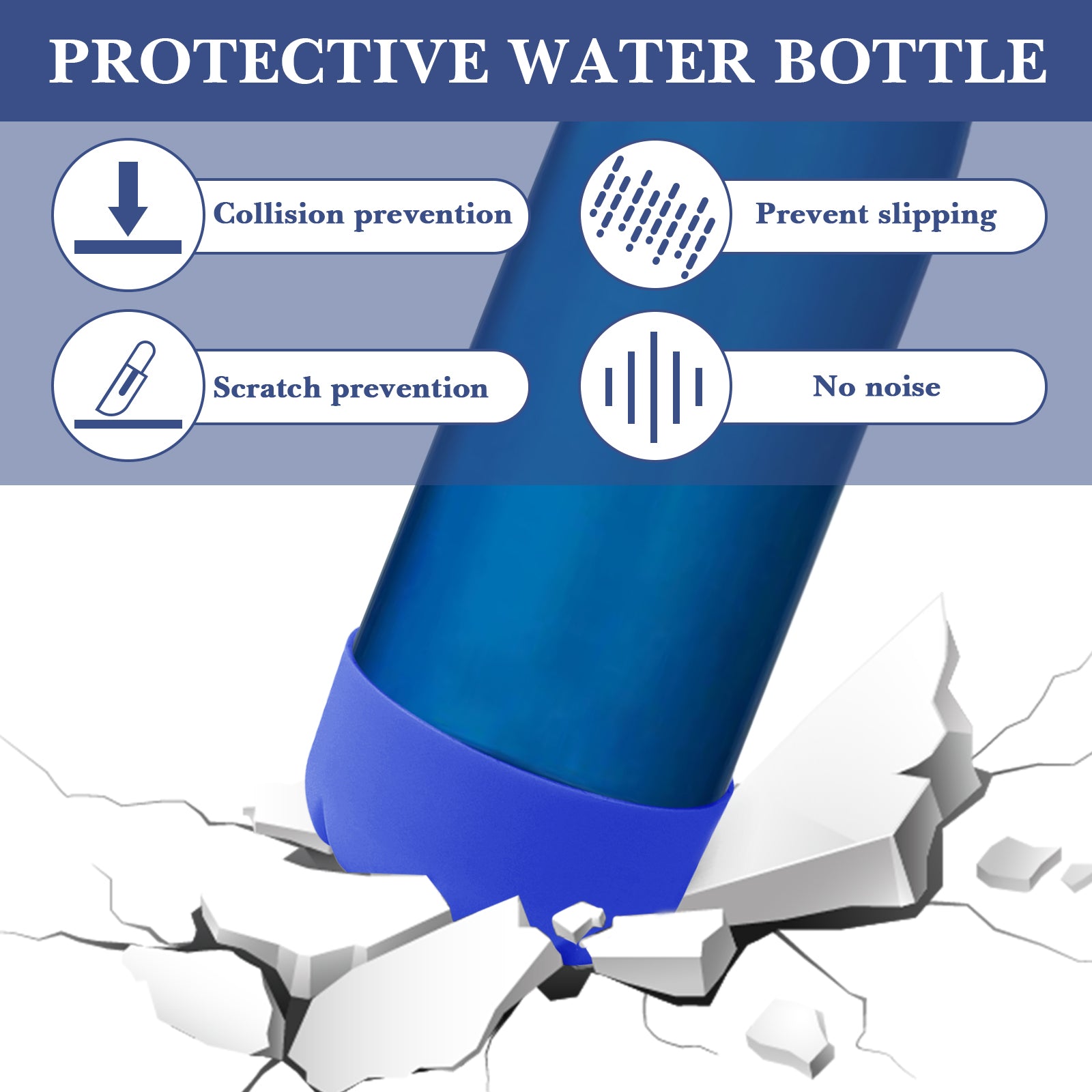 Linkidea 2 Pack Water Bottle Boot Compatible with 17oz ORIGINAL, BJPKPK, MIRA Cascade Cola Shaped Bottles, Silicone Bottle Bottom Sleeve Bumper Protector (Navy Blue)