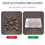 Linkidea 2 Pack Battery Organizer Case with Tester, Portable Holder for 20 AA and 22 AAA Cells, Durable Plastic Storage Box for Travel and Home Use, White