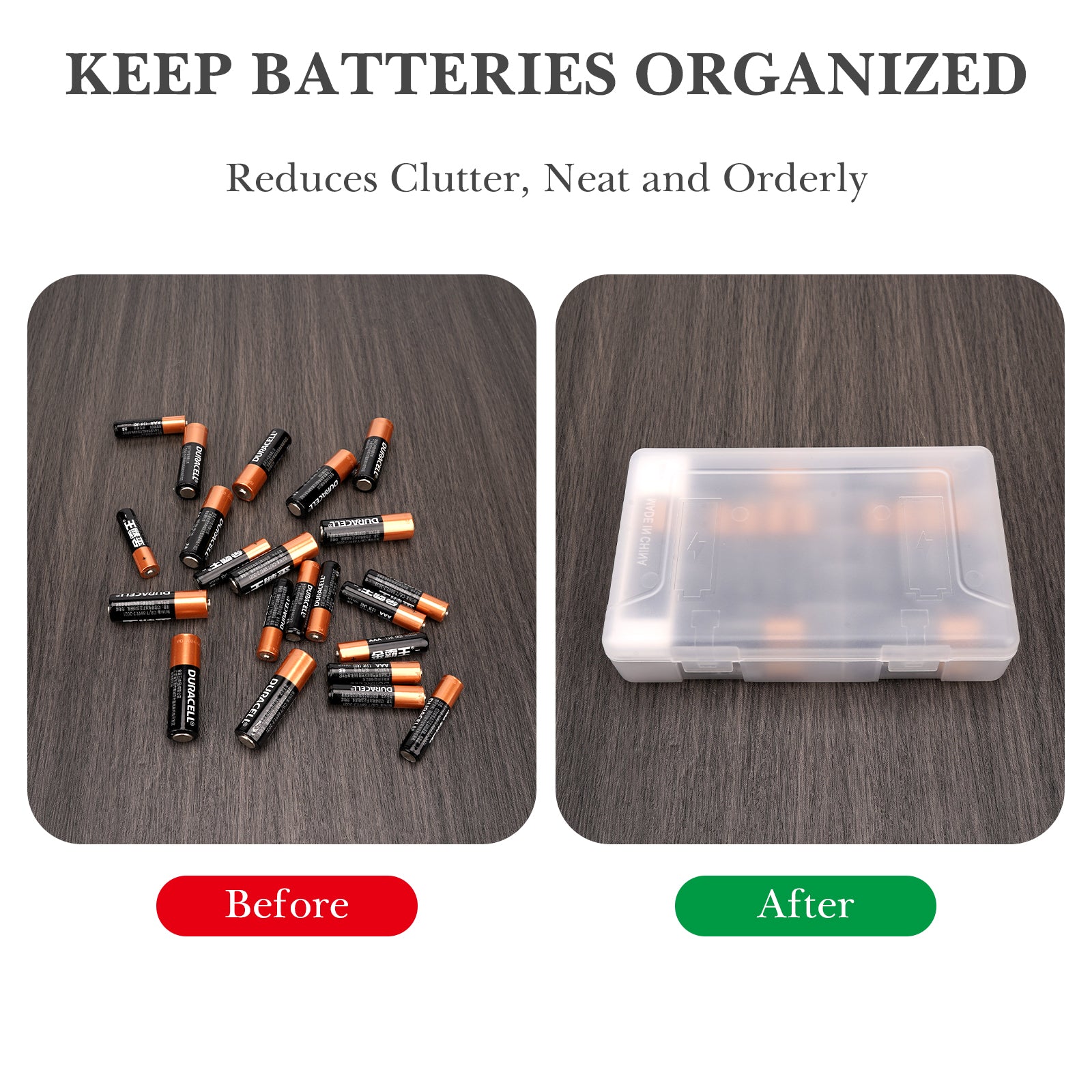 Linkidea 2 Pack Battery Organizer Case with Tester, Portable Holder for 20 AA and 22 AAA Cells, Durable Plastic Storage Box for Travel and Home Use, White