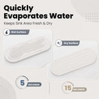 Linkidea Diatomite Bathroom Countertop Tray, Quick-Dry Soap Dispenser Holder & Soap Dish Organizer, Absorbent Vanity Sink Caddy with Removable Silicone Mat for Hand Soap Toiletries (White)