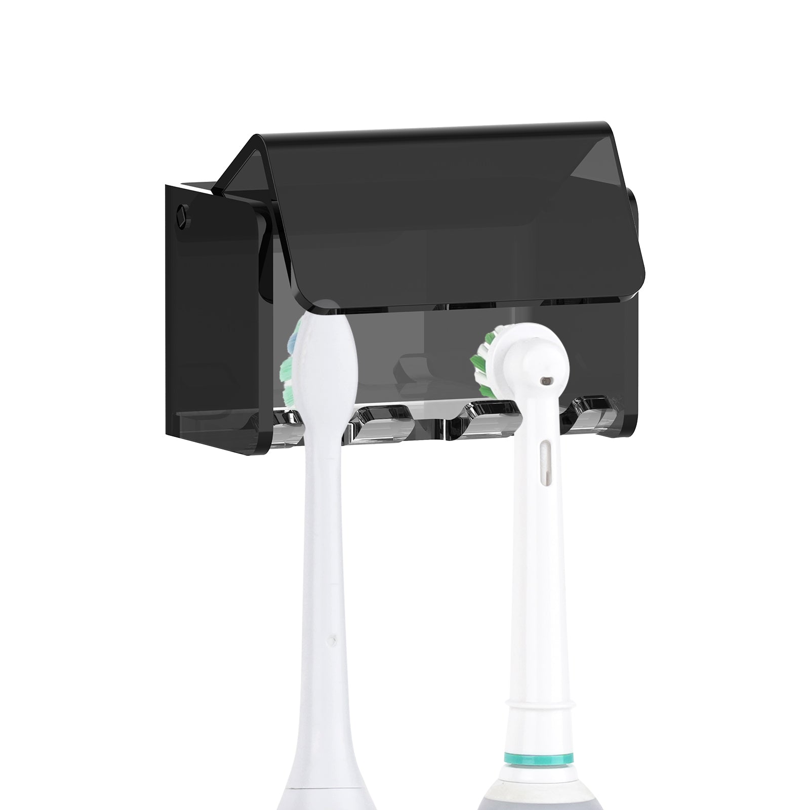 Linkidea Electric Toothbrush Holder, Acrylic Tooth Brush Stand, 3 Slots Organizer Compatible with Oral-B iO Series, Philips Sonicare ProtectiveClean (Black)