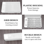 Linkidea 2 Pack Battery Organizer Case with Tester, Portable Holder for 20 AA and 22 AAA Cells, Durable Plastic Storage Box for Travel and Home Use, White