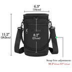 Linkidea 1 Gallon (128 oz) Water Bottle Carrier with Strap Compatible with AQUAFIT, BuildLife, Neoprene Large Waterbottle Sling Bag Holder with Phone Pocket | Keyring (Black)