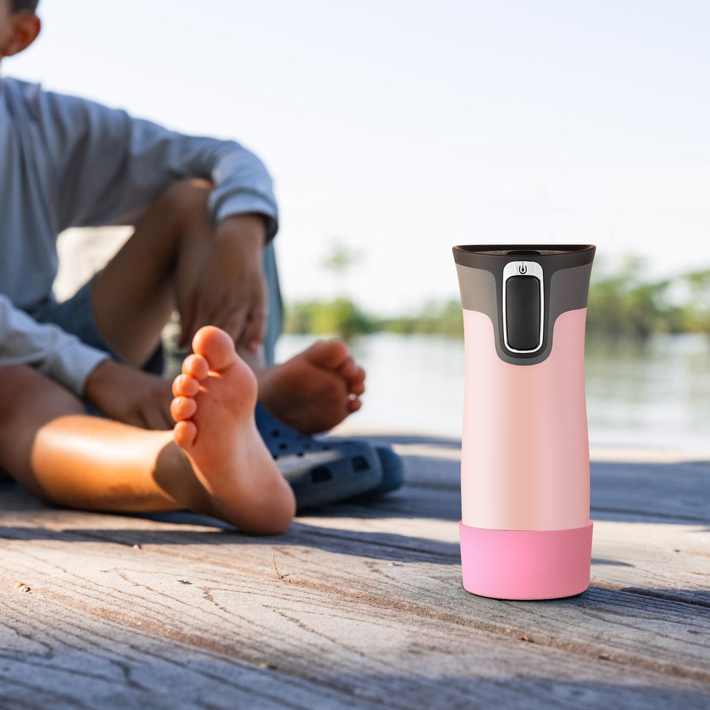 Linkidea 2 Pack Water Bottle Boot Compatible with Contigo West Loop 2.0 16oz/20oz/24oz, Huron 2.0 16oz/20oz, Silicone Anti-Slip Bottle Bottom Bumper Protector (Light Pink)