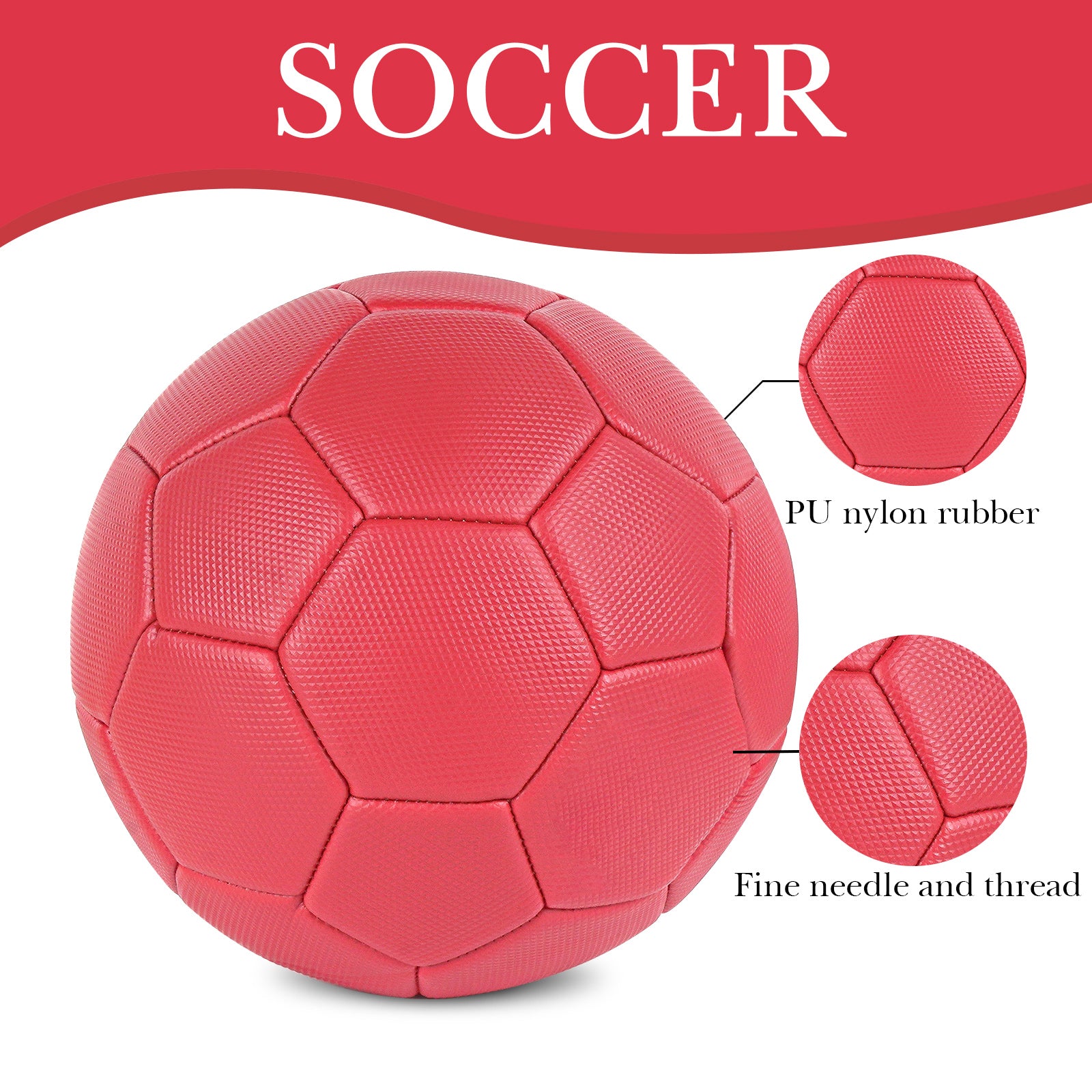 Linkidea Red Soccer Ball Size 4, Gift for Girls Sports & Outdoor Play