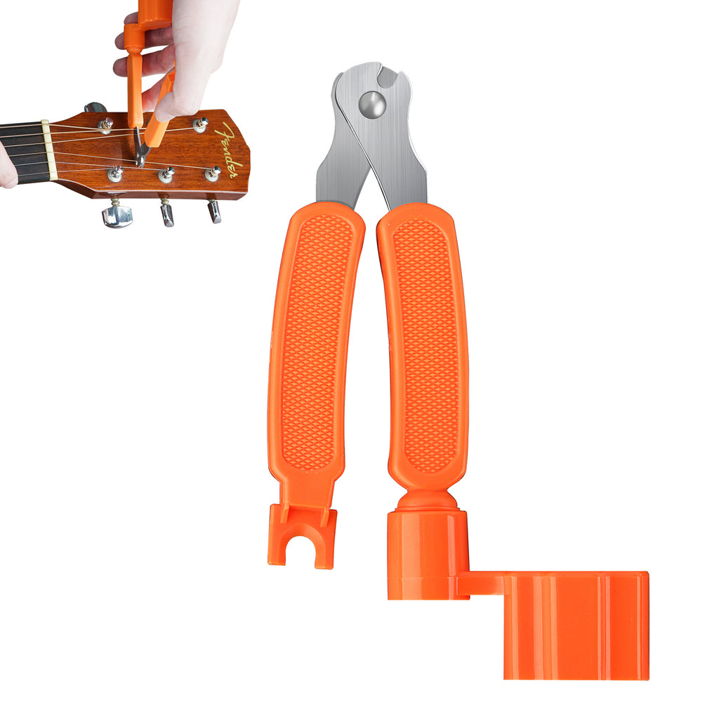 Linkidea 3-in-1 Guitar String Winder, Pin Puller, String Cutter for Guitar Restringing Repairing (Orange)