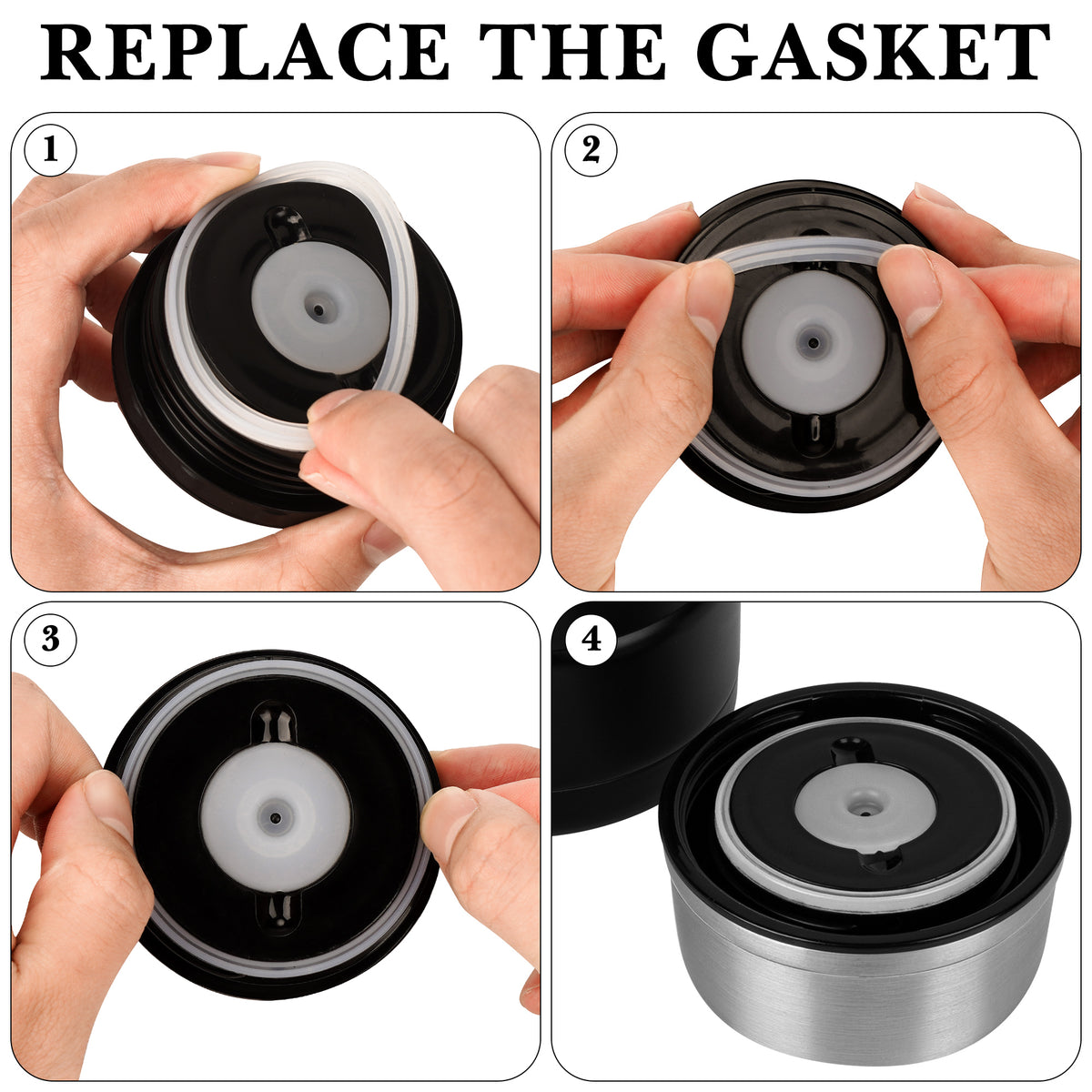 Linkidea 10 Pcs Silicone Seal Replacement, Lid Seal Gasket Replacement Compatible with Thermos Stainless King Food Jar, Exact Fit to 16 and 24 Ounce (White)