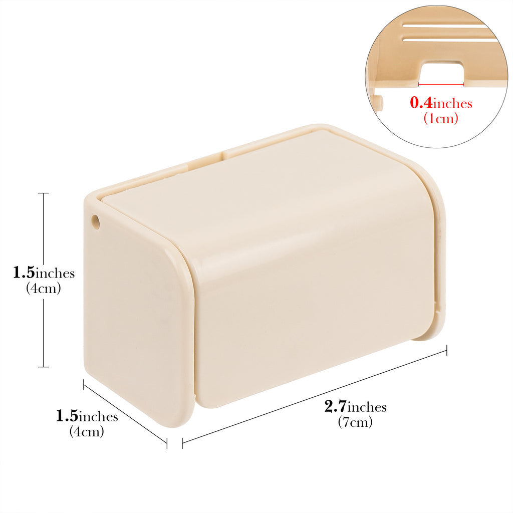 Linkidea Wall Mount Toothbrush Holder with Cover, 2 Slots Plastic Self Adhesive Brush Hanger for Shower, Compatible with Oral-B CrossAction, Colgate Renewal, Reach Essentials(Creamy)