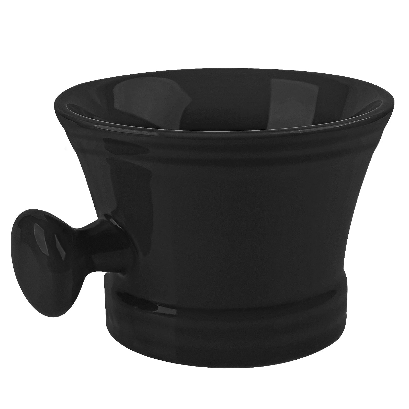 Linkidea Ceramic Mug Shaving with Knob Handle, Deep Size Wet Shaving Cup, Razor Shave Soap and Cream Bowl for Men (Black)