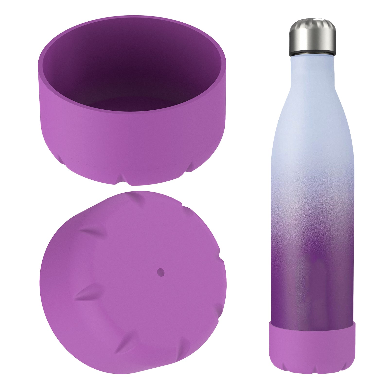Linkidea 2 Pack Water Bottle Boot Compatible with 25oz S'well ORIGINAL, BJPKPK, Konokyo 25oz Cola Shaped Bottles, Silicone Bottle Boot Bottom Sleeve Cover Protector, Bottle Bumper (Purple)