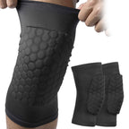 Linkidea Honeycomb Basketball Volleyball Knee Pads for Kids Youth, Football Knee Protective Sleeves, Breathable and Easy to Put On (1 Pair / Black / XS)