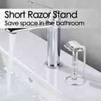 Linkidea Short Handle Safety Razor Stand, Stainless Steel Shaving Razor Holder, Deluxe Men's Travel Shaver Stand, ONLY Compatible with Razor Handle Less Than 3.5'' (Silver/Polished Chrome)