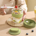 Linkidea Overnight Oats Containers with Lids, 19.2 oz Airtight Plastic Yogurt Cups with Spoons and Lids, Portable Overnight Oats Container for Milk, Cereal, Fruit, Yogurt, Fits Work/Picnic (Green)