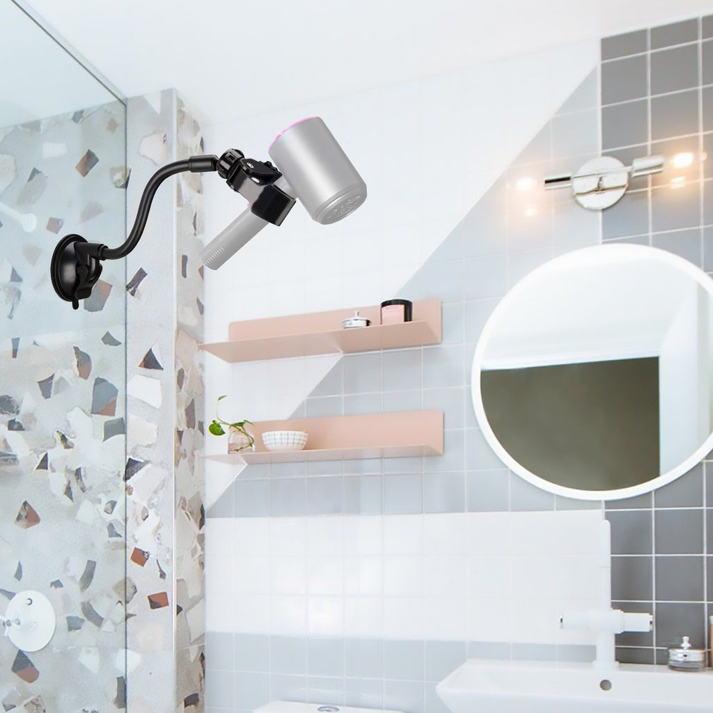 Linkidea Hair Dryer Holder, 360 Degree Rotating Lazy Hair Dryer Stand with Suction Cup, Hand Free Blow Dryer Holder for Mirror and Ceramic Tile