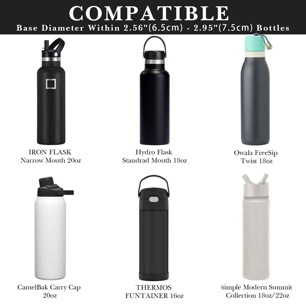 Linkidea Water Bottle Carrier with Shoulder Strap Compatible with Hydroflask Standard Mouth 18oz, CamelBak Carry Cap 20oz,Waterbottle Sling Bag Holder (Black)