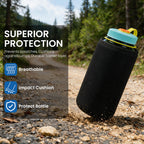 Linkidea Water Bottle Sleeve Compatible with Nalgene Sustain Wide / Narrow Mouth 32oz Bottles, Neoprene Bottle Cover Holder with Hand Strap (Black)