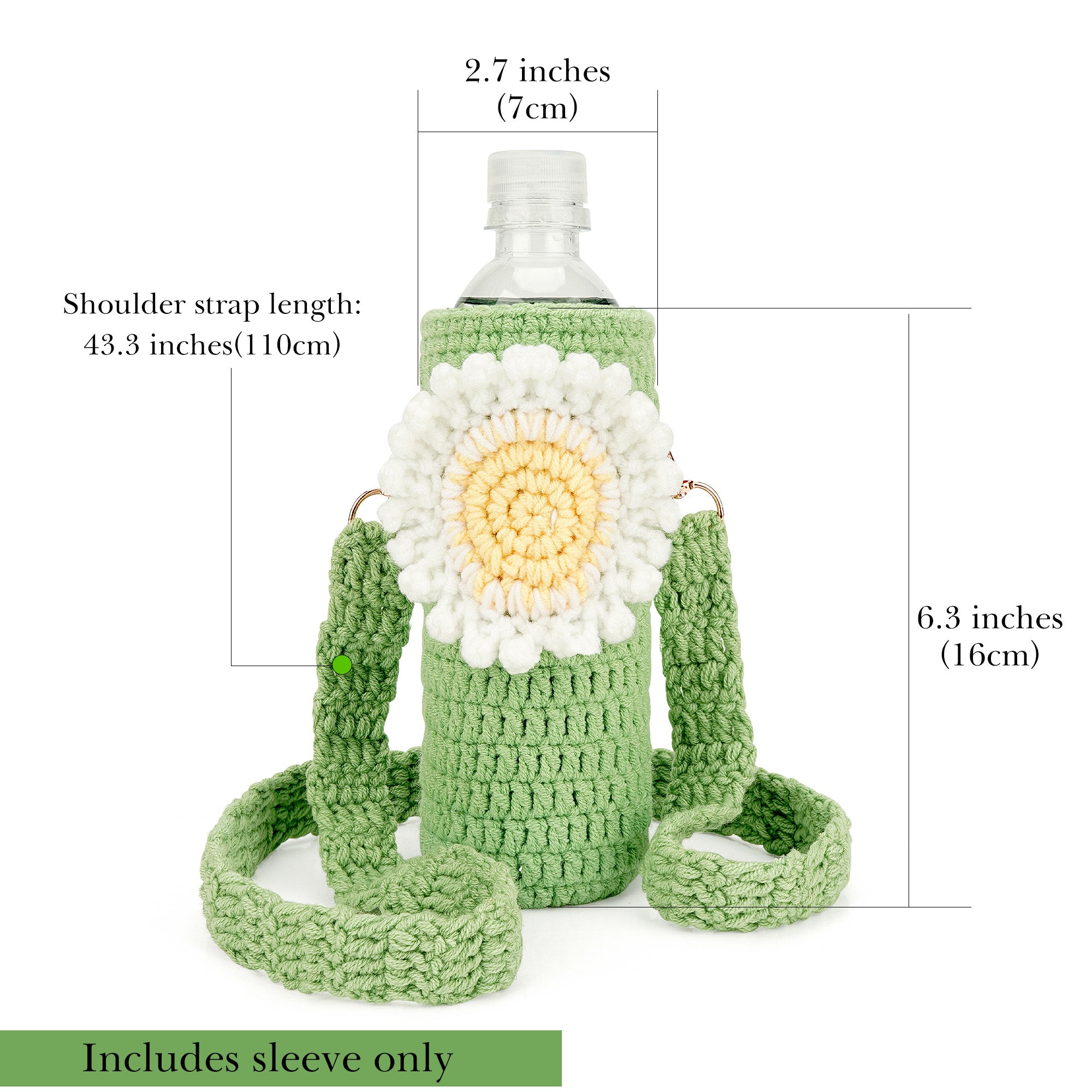 Linkidea Disposable Water Bottle Carrier with Shoulder Strap Compatible with 16.9/20 Fl Oz Lifewtr, Smartwater, Handmade Plastic Bottled Water Cover Holder (Green)