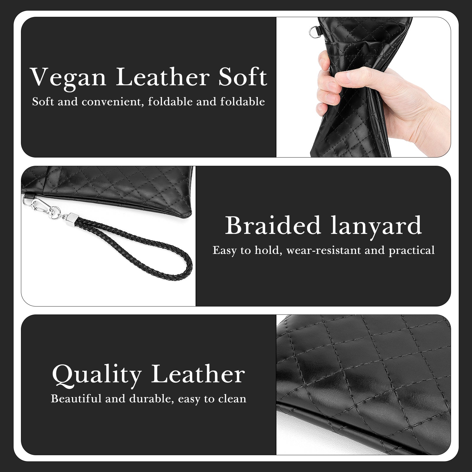 Extra Large Sunglasses Pouch Case, Vegan Leather Sun Glasses Organizer Soft Bag Compatible with GG0595S GG0875S RB4098 RB3825 RB4376 PO3352S PO3328S PO3311S (XXL, Black)
