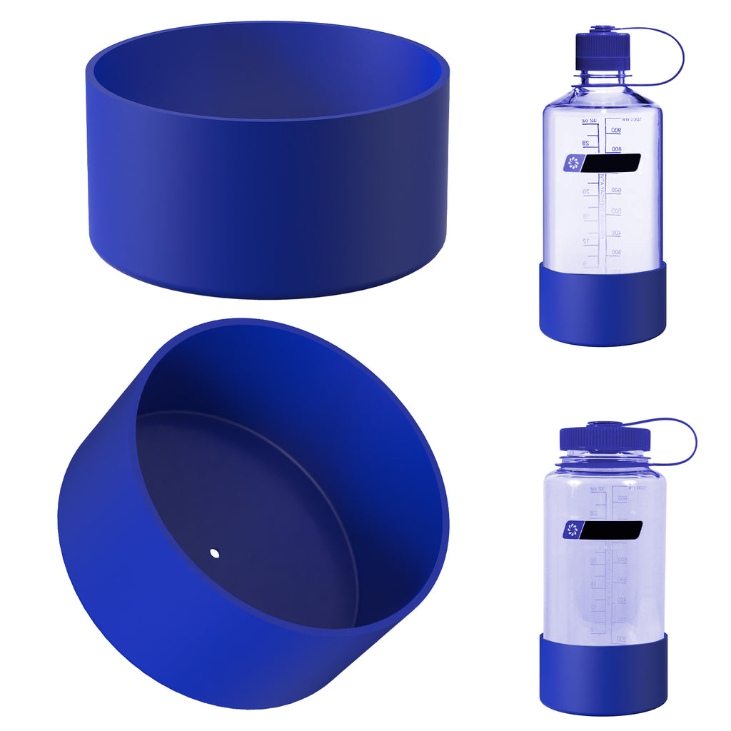 Linkidea 2 Pack Water Bottle Boot Compatible with Nalgene Sustain Wide Mouth 32oz/48oz, Narrow Mouth 32oz, Silicone Anti-Slip Bottle Bottom Bumper Protector (Navy Blue)