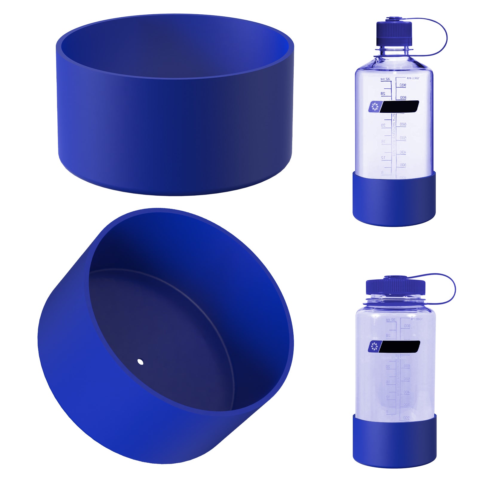 Linkidea 2 Pack Water Bottle Boot Compatible with Nalgene Sustain Wide Mouth 32oz/48oz, Narrow Mouth 32oz, Silicone Anti-Slip Bottle Bottom Bumper Protector (Navy Blue)