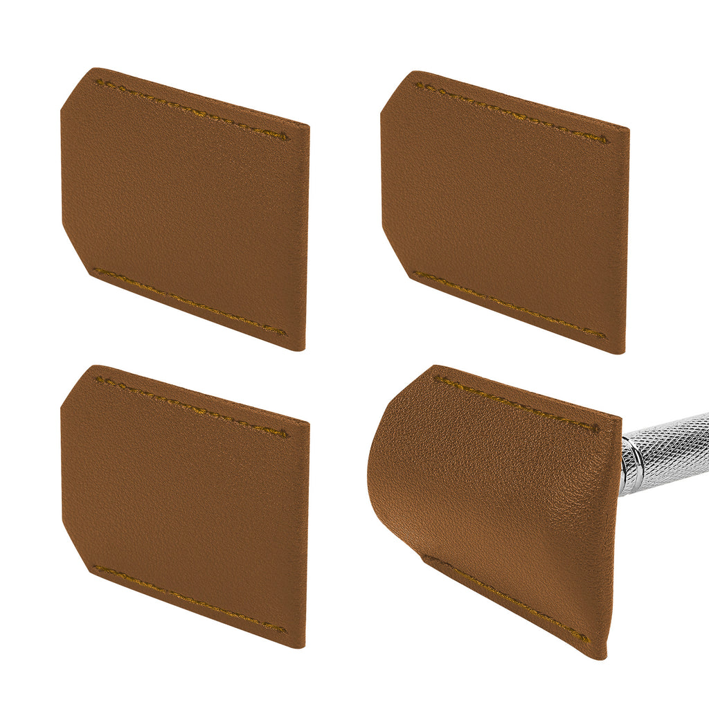 Linkidea 4 Pack Safety Razor Head Protector Cover, Portable Double Edge Shaving Travel Guard, Secure Shaver Accessories, Compatible with Most Razors (Brown)